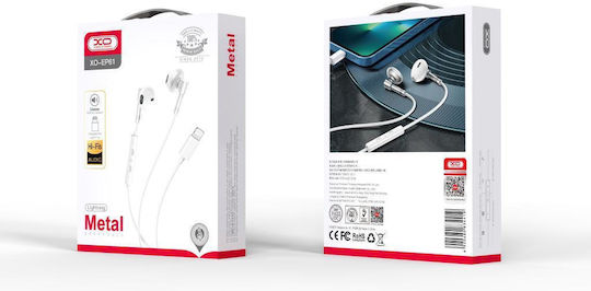 XO Ep61 Earbuds Handsfree με Βύσμα Lightning Ασημί