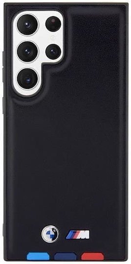 BMW Leather Stamp Tricolor Back Cover Leather / Silicone Black (Galaxy S23 Ultra)