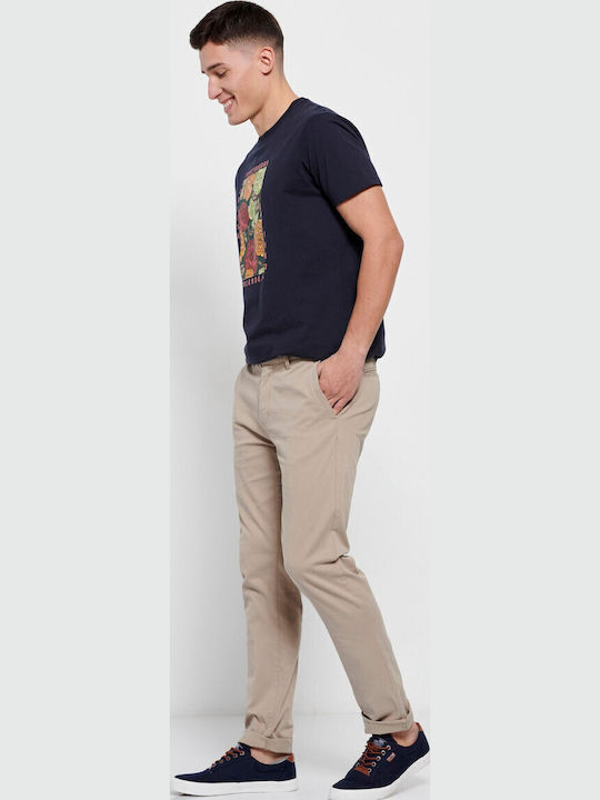 FBM007-00102 Trousers Chino Elastic in Straight Line Greige