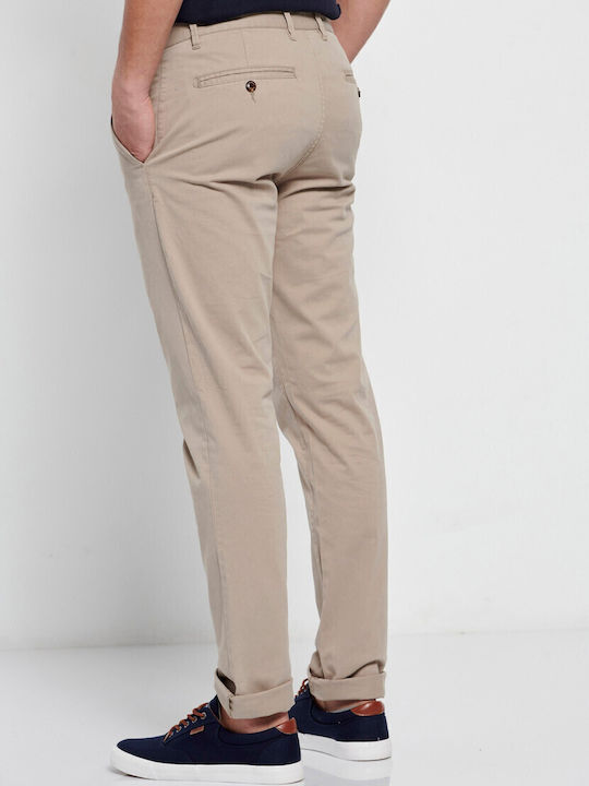FBM007-00102 Trousers Chino Elastic in Straight Line Greige
