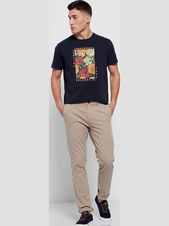 FBM007-00102 Trousers Chino Elastic in Straight Line Greige