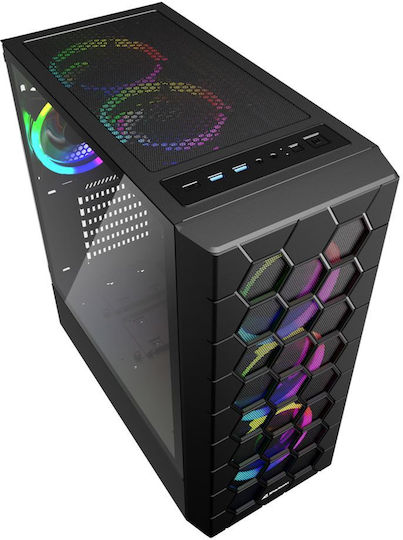 Sharkoon HEX Gaming Midi Tower Computer Case with Side Window and RGB Lighting Black