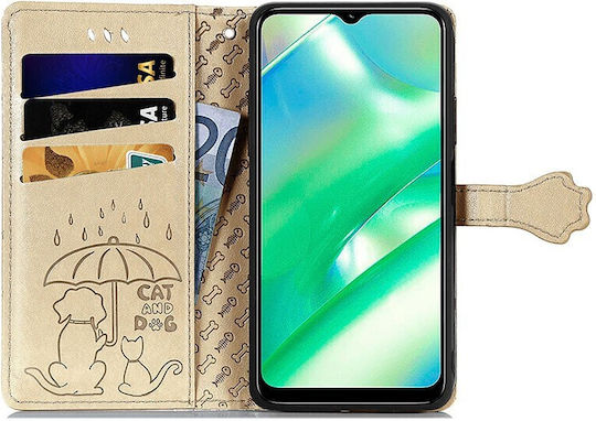 Cat and Dog Wallet Δερματίνης Χρυσό (Realme C33)