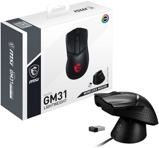 MSI Clutch GM31 Lightweight Ασύρματο RGB Gaming Ποντίκι 6400 DPI Μαύρο