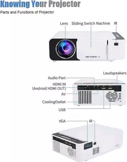 Andowl T5 884430 Mini Projector LCD Λάμπας LED