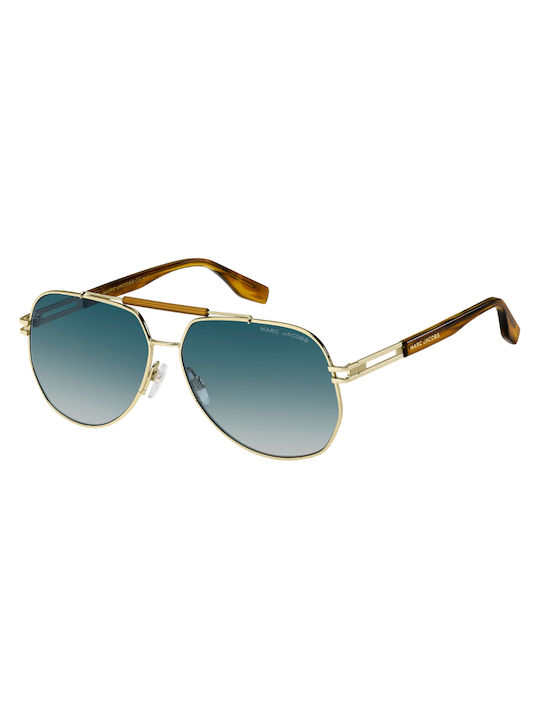 Marc Jacobs Men's Sunglasses with Gold Metal Frame and Blue Gradient Lens MARC 673/S HR308