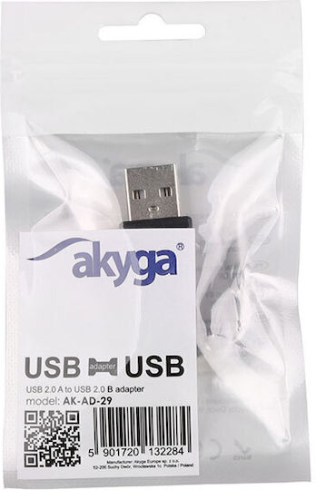 Akyga Μετατροπέας USB-A male σε USB-B male 1τμχ AK-AD-29