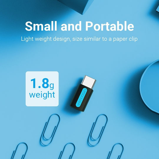 Vention Конвертор USB-C мъжки към micro USB женски Черен 1бр CDXB0