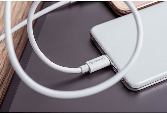 Forcell Regular USB 2.0 Cablu USB-C bărbătesc - USB-C 100W Alb 2m