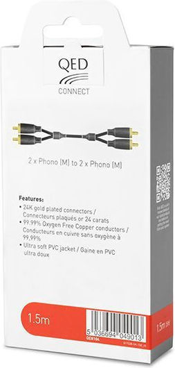 QED Καλώδιο 3,5 мм мъжки - RCA мъжки Черен 1.5м (QE8114)
