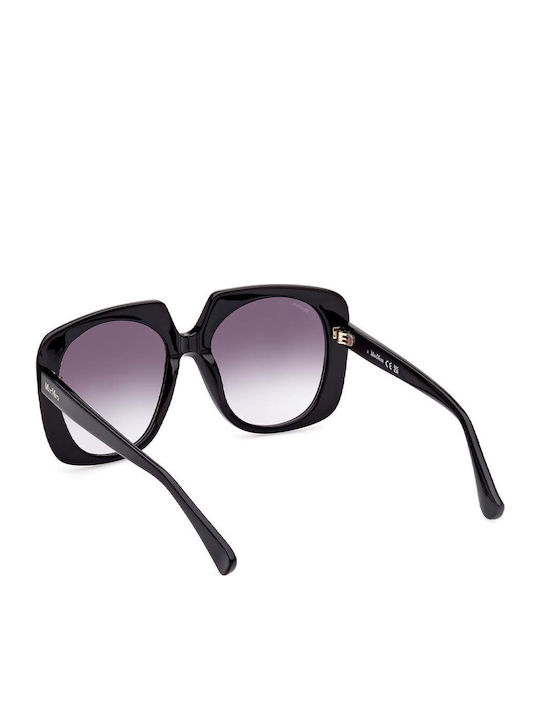 Max Mara Women's Sunglasses with Black Horn-Rimmed Frame and Gray Gradient Lenses