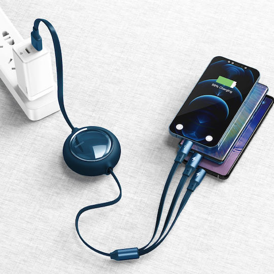 Baseus Starspeed Braided USB to Lightning / Type-C / micro USB Cable 3.5A Μαύρο 1.2m
