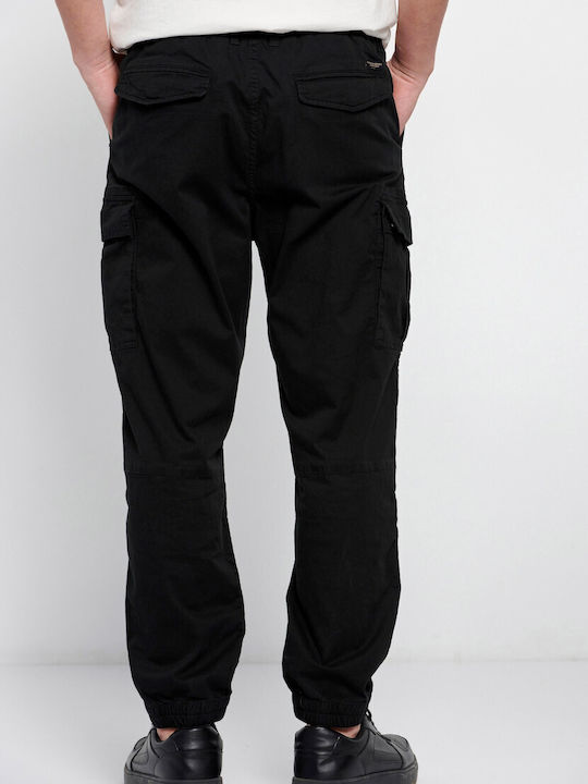 Funky Buddha Men's Trousers Cargo in Regular Fit Black