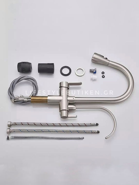 Stocco Tall Kitchen Counter Faucet with Silver Shower