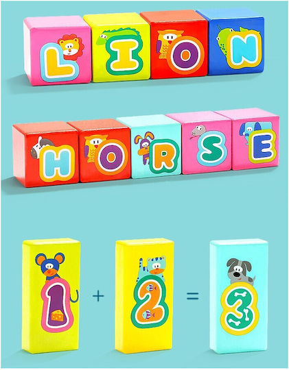 Top Bright Educational Building Blocks Alphabet and Numbers Wooden for 1+ Years 80 Pieces