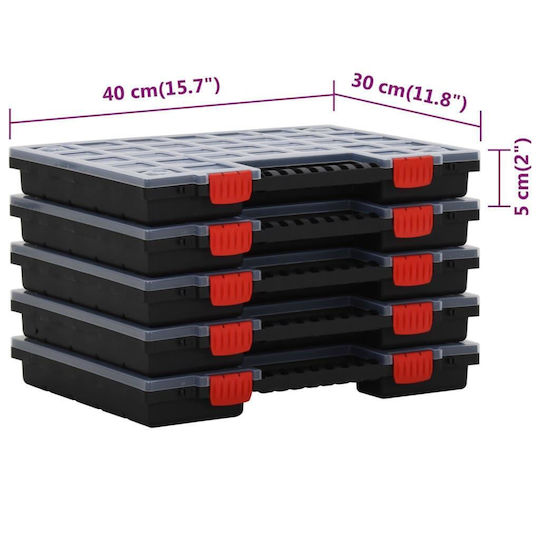 vidaXL Organizatoare pentru Compartimentul de Unelte 26 Locuri cu Compartimente Reglabile Transparente 40x30x5cm. 5buc