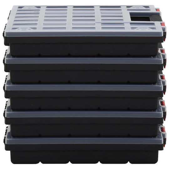 vidaXL Organizatoare pentru Compartimentul de Unelte 26 Locuri cu Compartimente Reglabile Transparente 40x30x5cm. 5buc