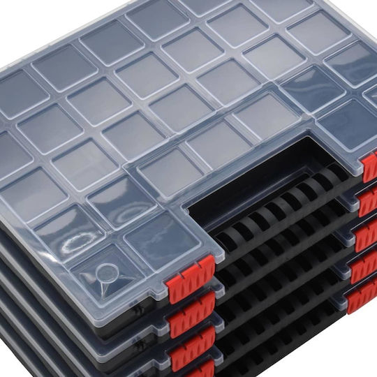 vidaXL Organizatoare pentru Compartimentul de Unelte 26 Locuri cu Compartimente Reglabile Transparente 40x30x5cm. 5buc
