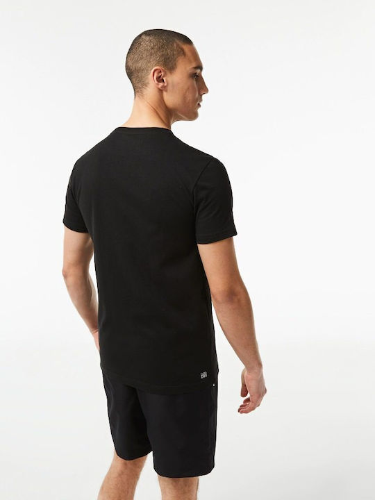 Lacoste Bărbați T-shirt Sportiv cu Mânecă Scurtă Negru