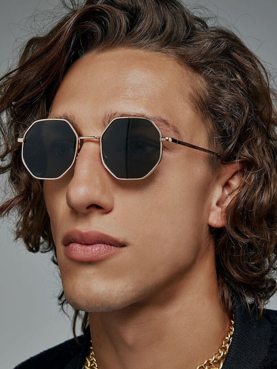 Dolcedo Unisex Sunglasses with Metallic Frame Gold Brown Gradient