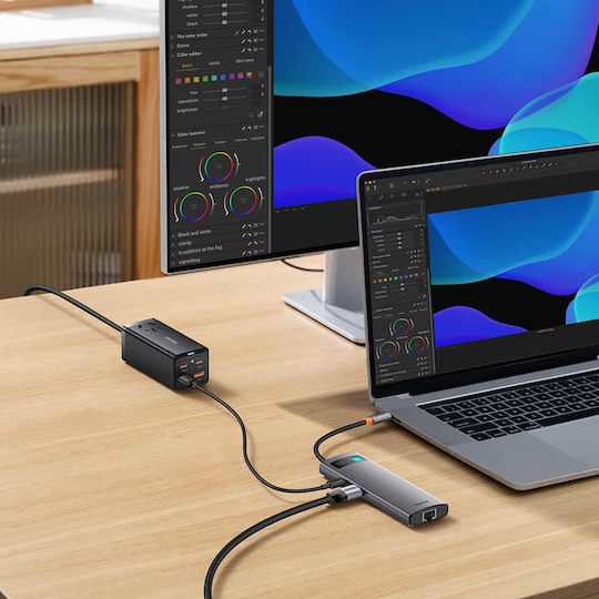 Baseus StarJoy 6-Port USB-C Docking Station με HDMI 4K PD Ethernet Ασημί