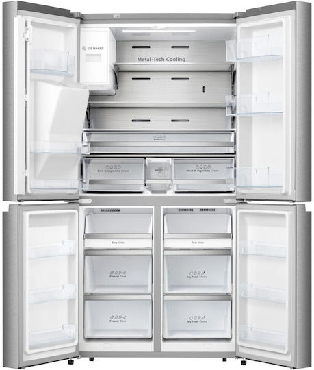 Hisense Ψυγείο Ντουλάπα 584lt Total NoFrost Υ178.5xΠ91.4xΒ72.5εκ. Inox RQ760N4SASE
