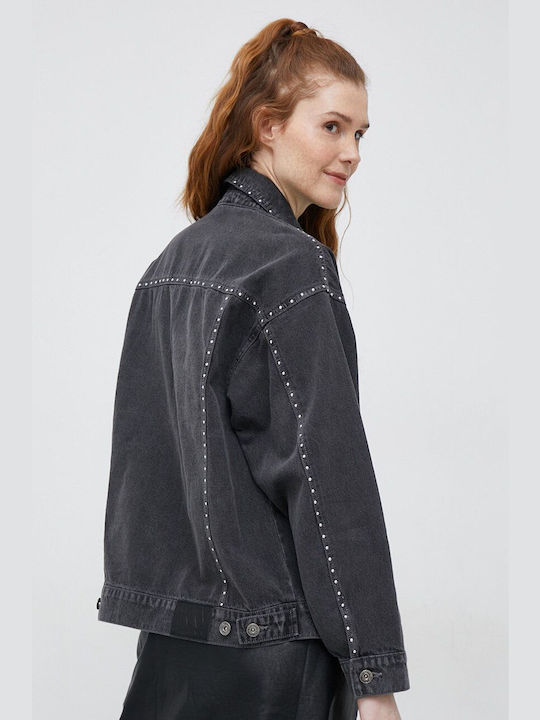 DKNY Women's Short Jean Jacket for Spring or Autumn Gray