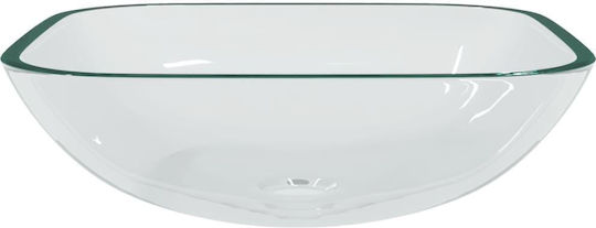 vidaXL Countertop Sink Glass 42x42x14cm Transparent