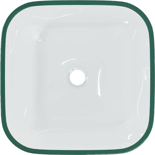 vidaXL Countertop Sink Glass 42x42x14cm Transparent
