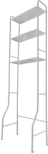 Laundry Rack Stainless Steel Floor Bathroom Shelf Metallic with 3 Shelves 68x25x160cm White White
