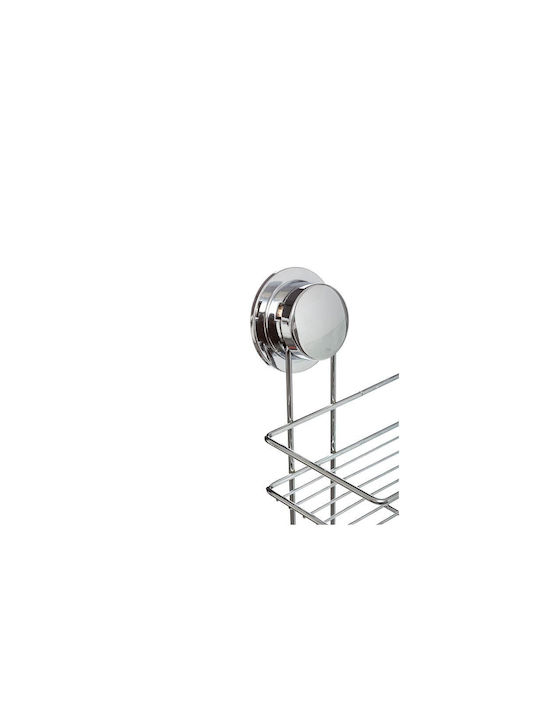 Wall Mounted Bathroom Shelf Metallic with 2 Shelves and Suction Cups 25.1x13.5x36.5cm Silver