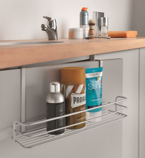 Metaltex Oasis Επιτοίχια Ραφιέρα Μπάνιου Μεταλλική 34x12x17cm Ασημί