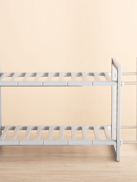 InnovaGoods Shibblek Επιτοίχια Ραφιέρα Μπάνιου Μεταλλική με 2 Ράφια 66.5x38x38cm Ασημί