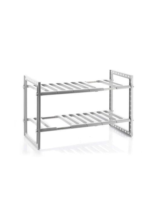 InnovaGoods Shibblek Επιτοίχια Ραφιέρα Μπάνιου Μεταλλική με 2 Ράφια 66.5x38x38cm Ασημί