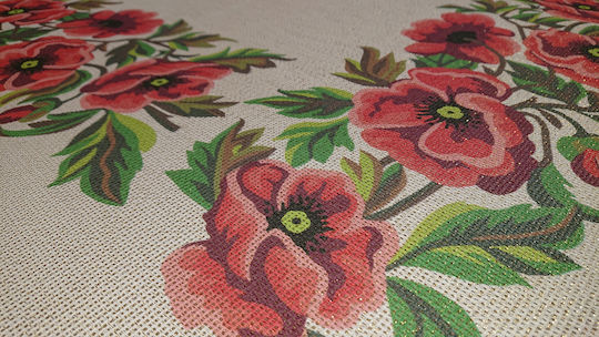 Gobelin L Poppies Beige Fabric Embroidery 100x100cm 03.23