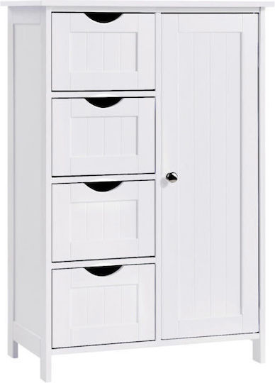 Songmics Dulap de baie cu 4 sertare Cabinet de baie L55xA30xÎ81cm Alb