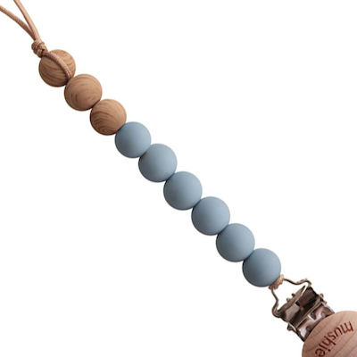 Mushie Clip Pacifier Eva Cloud with Beads made of Wood Blue