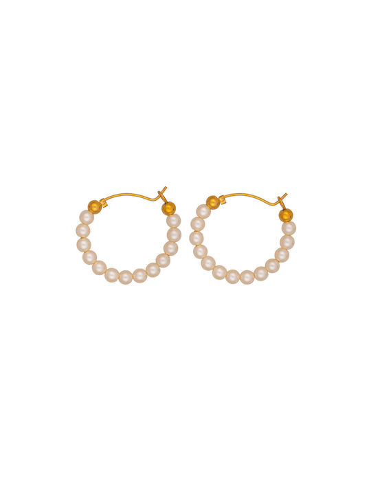 Excite-Fashion Earrings Hoops from Steel Gold Plated with Stones & Pearls