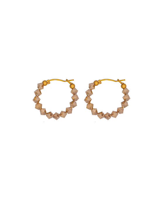 Excite-Fashion Earrings Hoops made of Steel Gold Plated with Stones