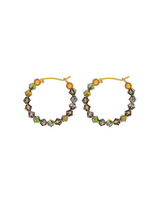 Excite-Fashion Earrings Hoops made of Steel Gold Plated with Stones