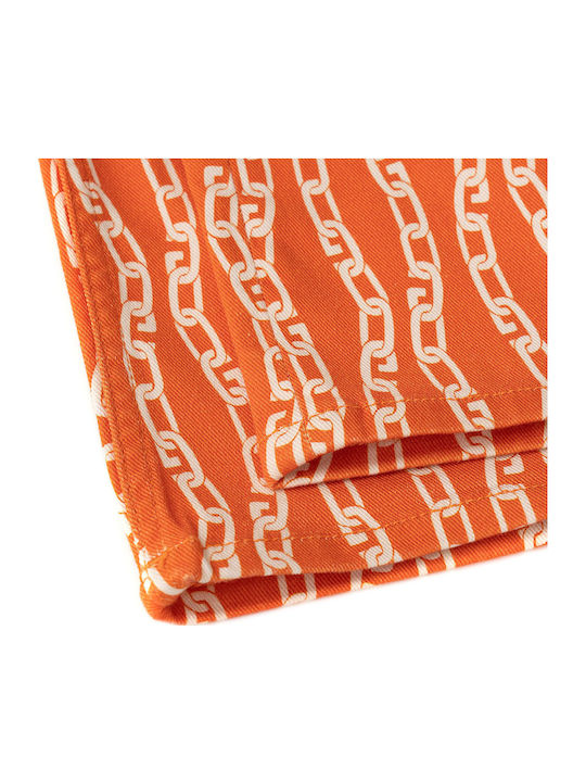 High Rise Women's Jean Pants Flared Orange