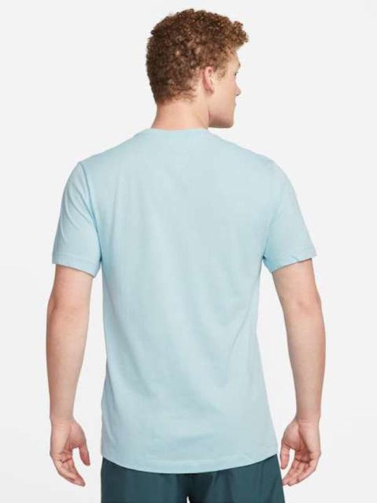 Nike Bărbați T-shirt Sportiv cu Mânecă Scurtă Dri-Fit Albastru deschis