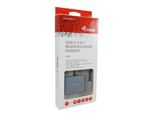 Equip USB-C Docking Station with HDMI 4K PD and Screen Connections 2 Monitors Silver
