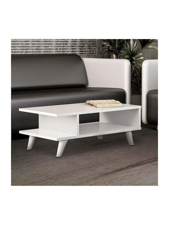 Rectangular Central Coffee Table Titus Wooden White L80xW45xH30cm