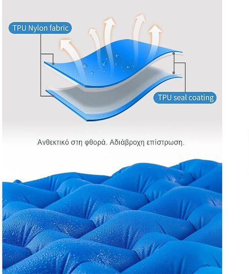 Salty Tribe Ciconians Single Camping Sleeping Mat with Pump Bag 185x55cm Thickness 5cm in Blue color