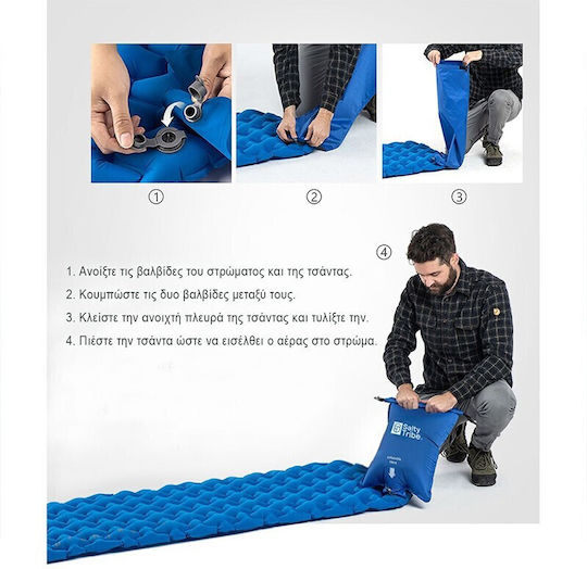 Salty Tribe Ciconians Single Camping Sleeping Mat with Pump Bag 185x55cm Thickness 5cm in Blue color