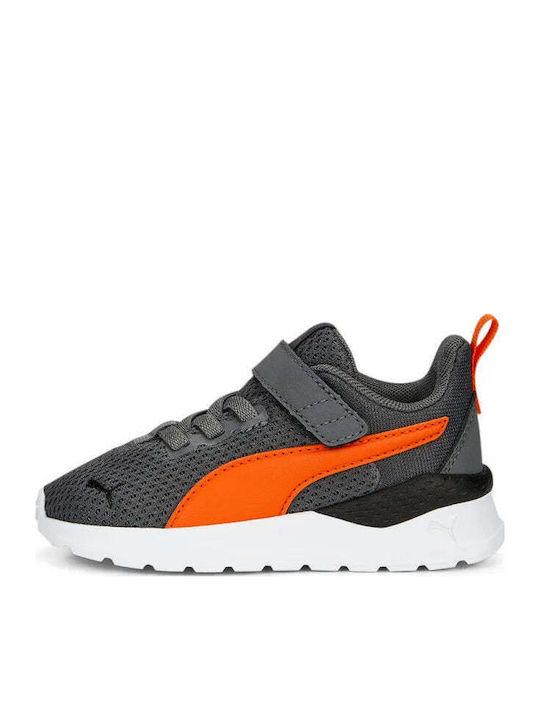 Anzarun Lite Kids Sports Shoes Running with Hoop & Loop Closure Grey / Orange