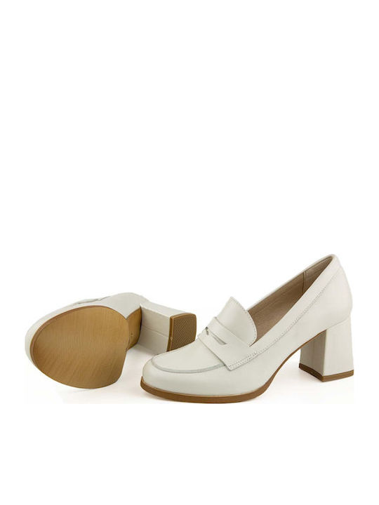 Leather Beige Heels