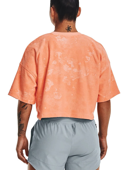 Under Armour Journey Terry Women's Athletic Blouse Short Sleeve Orange