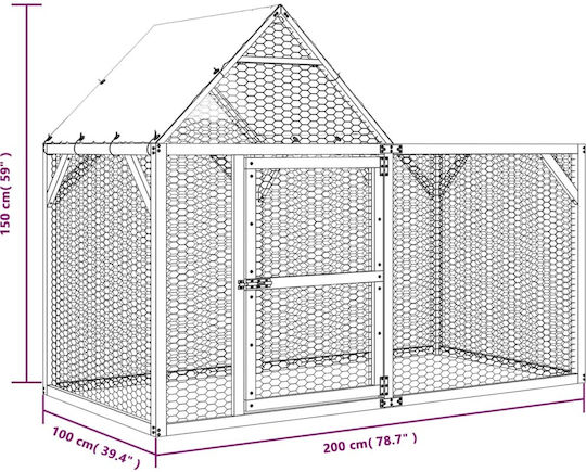vidaXL Wooden Poultry Coop M2 x W1.5 x H1m